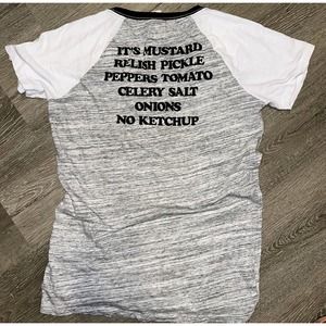 Victorias Secret Pink Large Chicago hot dog t-shirt Sequins Black & white.